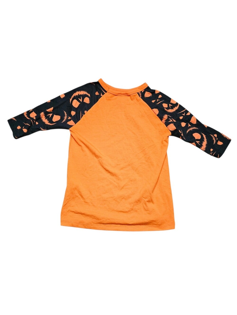 LuLaRoe 4 Orange Black Halloween Pumpkin Sloan Raglan Shirt